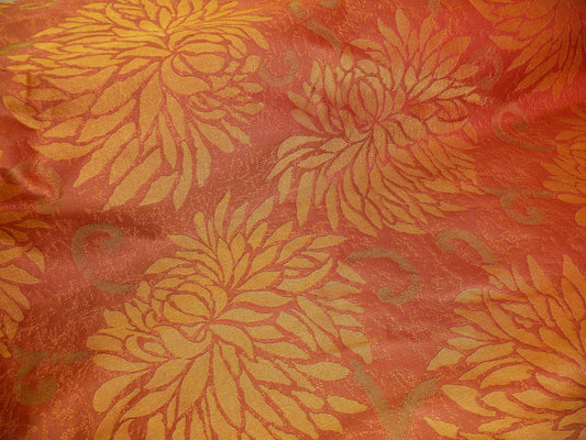 Mum Chrysanthemum Jacquard Silk - Burnt Amber