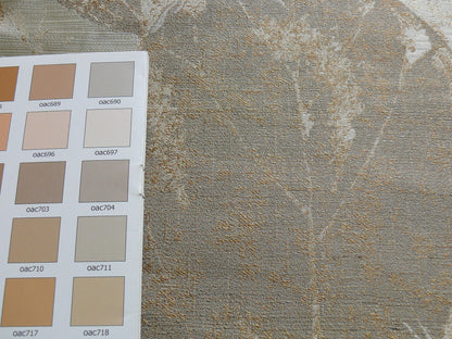 High end  100% Silk Lampas Withered Leaf Birch Forest "swan" Cream Silver Grey