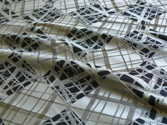 Mirror Square Jacquard Silk - Slate Grey Black Silver