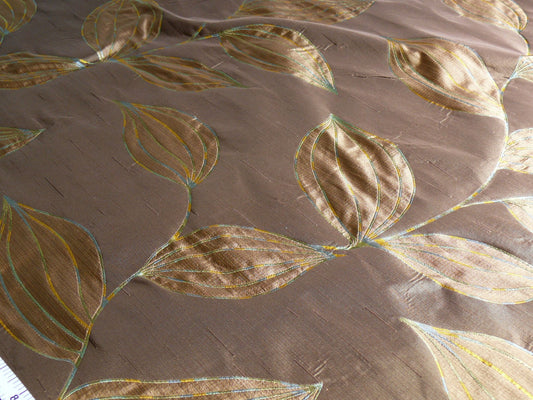 Beacon Hill Modern Vine Silk Lampas - Dusk Brown