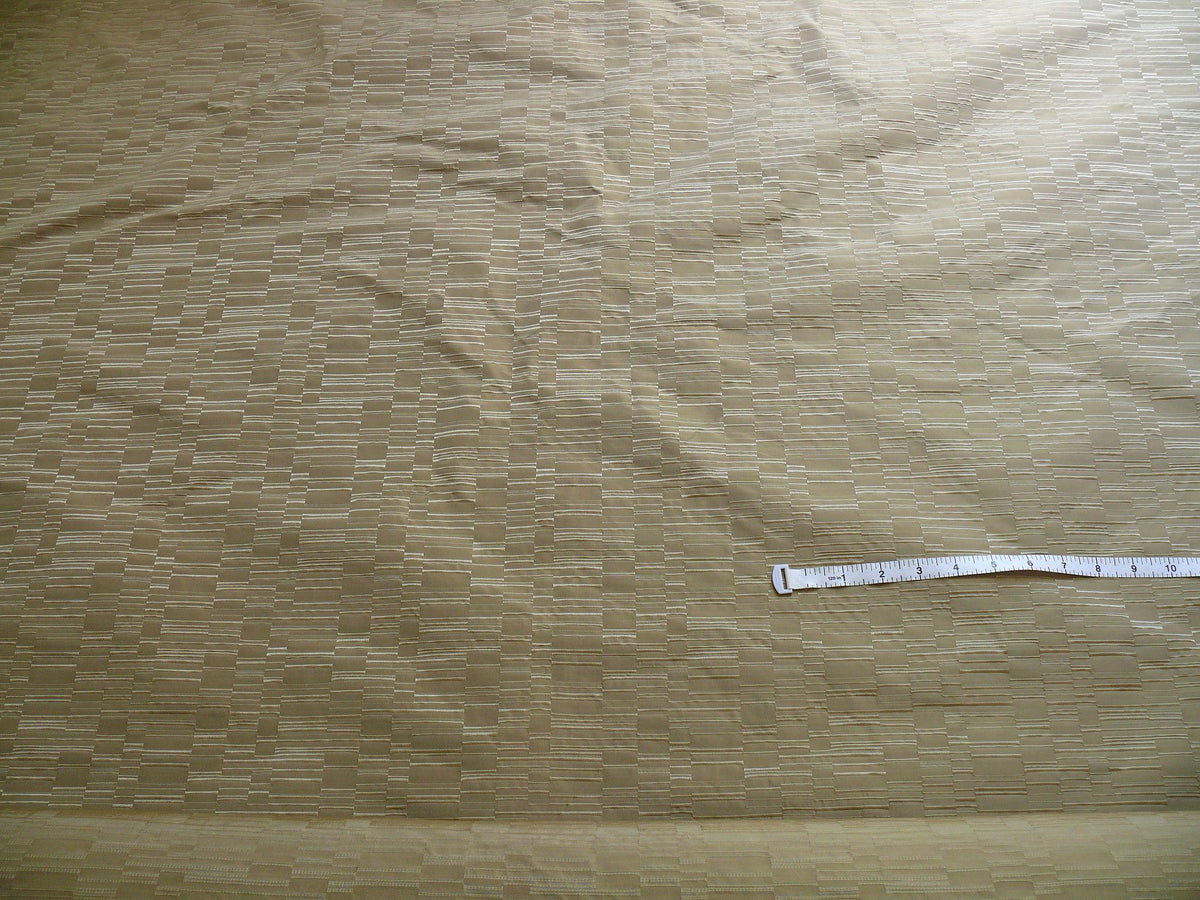 100% Silk Damask Piano Key "khaki" Brown Tan Jacquard Textured Iridescent