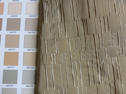 100% Silk Damask Piano Key "khaki" Brown Tan Jacquard Textured Iridescent