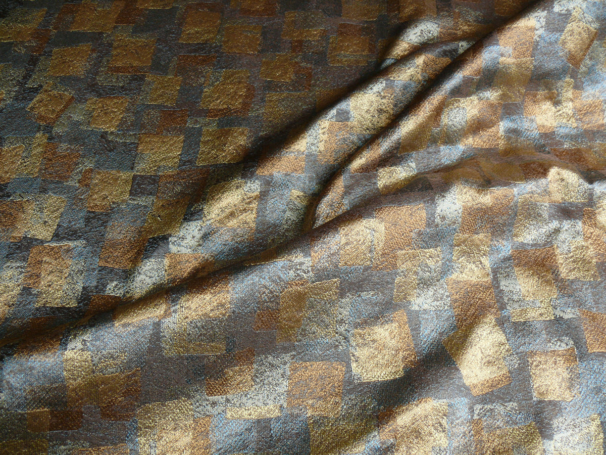 Modern Overlap Square Jacquard Silk - Bluestone Gold
