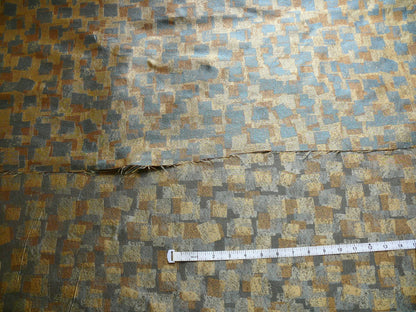 100% Silk Jacquard Modern Overlap Square "bluestone" Gold Mid Century