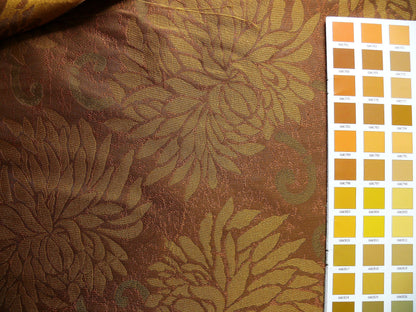 High End 100% Silk Jacquard Kimono Mum Chrysanthemum Flower "coin" Copper Gold