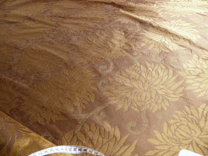 High End 100% Silk Jacquard Kimono Mum Chrysanthemum Flower "coin" Copper Gold