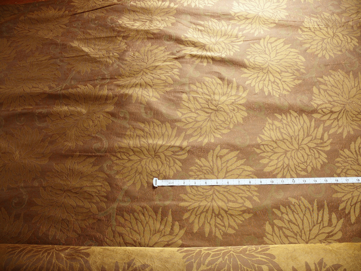 High End 100% Silk Jacquard Kimono Mum Chrysanthemum Flower "coin" Copper Gold