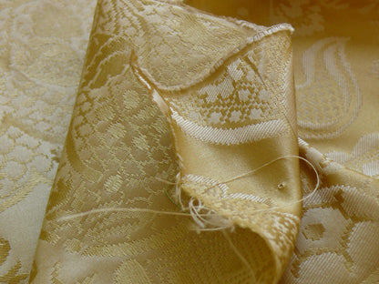 100% Silk Renaissance Damask "lemon" Yellow