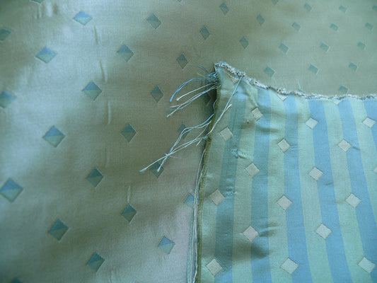 Diamond Dot Stripe Silk - Jade Blue Teal Green