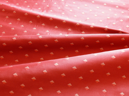 Lampas Diamond Dot Stripe Reversible Silk - Red Cream Khaki Sunset