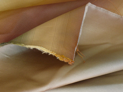 100% Silk Taffeta Graded Ombre Stripe “dusk” Khaki Red Green Gold