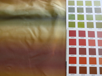 100% Silk Taffeta Graded Ombre Stripe “dusk” Khaki Red Green Gold