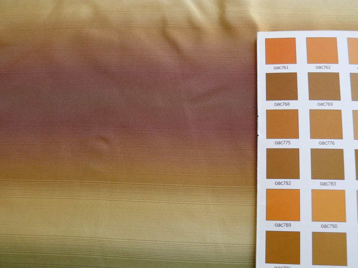 100% Silk Taffeta Graded Ombre Stripe “dusk” Khaki Red Green Gold