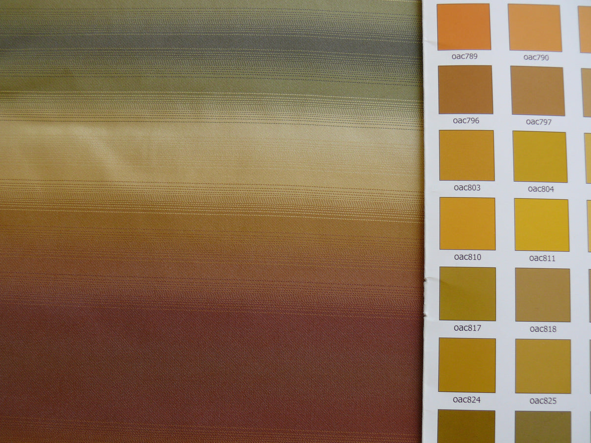 100% Silk Taffeta Graded Ombre Stripe “dusk” Khaki Red Green Gold