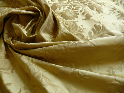 by yard 100% Silk Damask Classy Lotus "sesame" Bright Gold Yellow