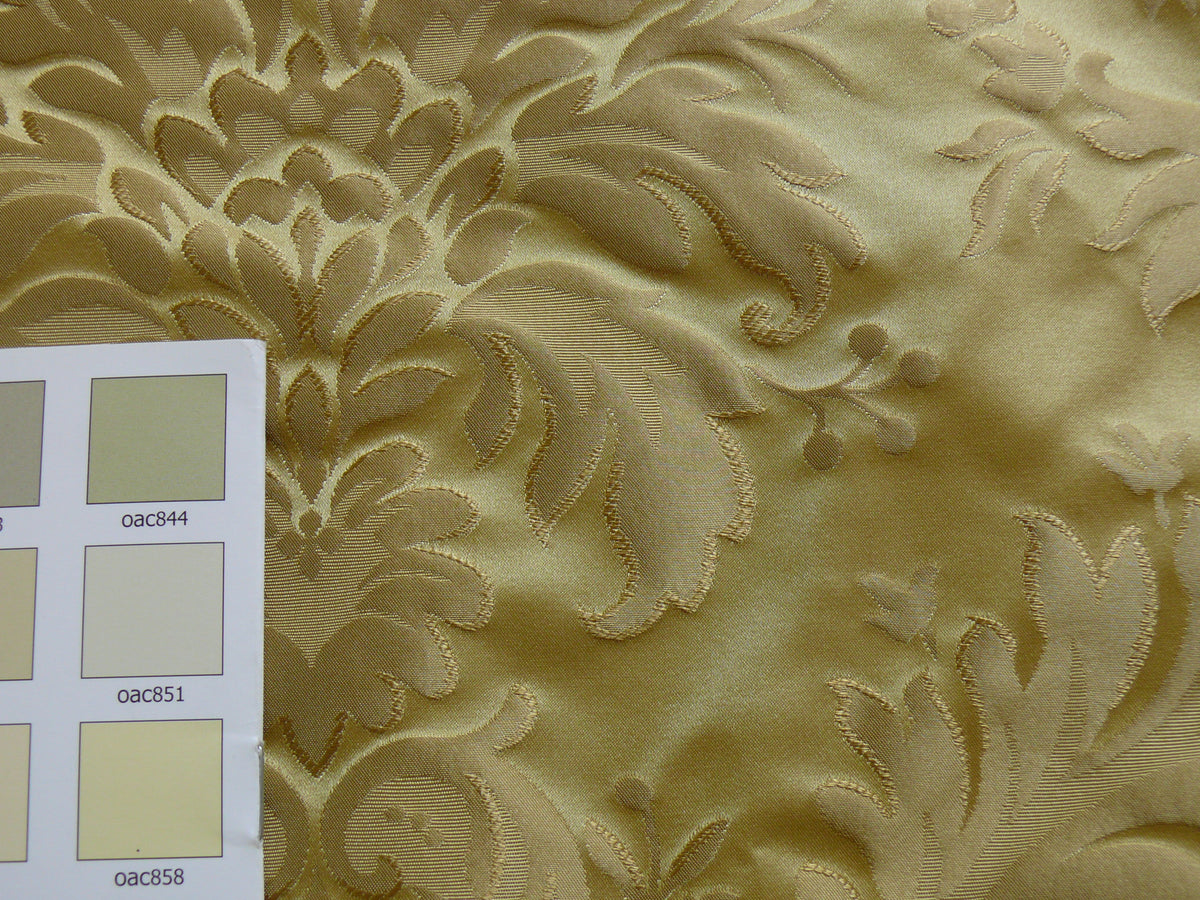 by yard 100% Silk Damask Classy Lotus "sesame" Bright Gold Yellow