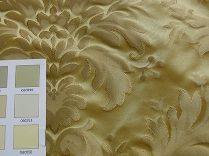 by yard 100% Silk Damask Classy Lotus "sesame" Bright Gold Yellow
