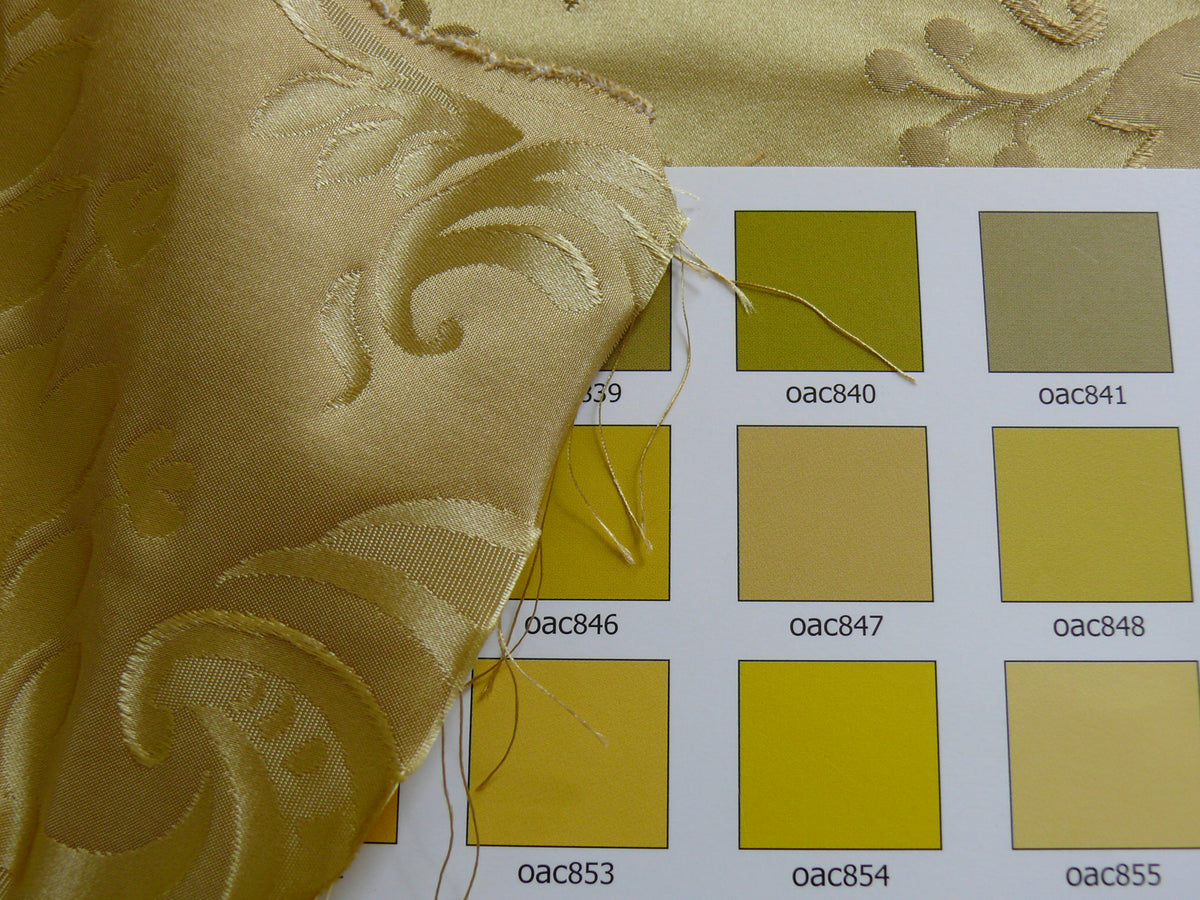 by yard 100% Silk Damask Classy Lotus "sesame" Bright Gold Yellow