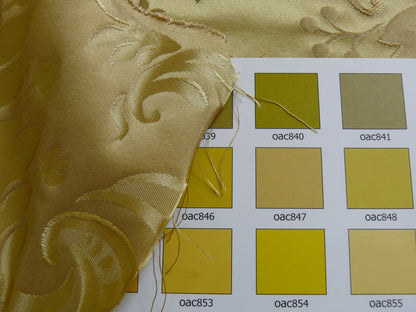 by yard 100% Silk Damask Classy Lotus "sesame" Bright Gold Yellow