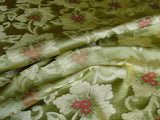 Tri-Leaf Flower Silk Lampas - Green/White/Red