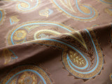 BY Yard Stunning 100% Silk Lampas Jacquard Fire Flame Edged Paisley "sumatra" Brown Gold Blue