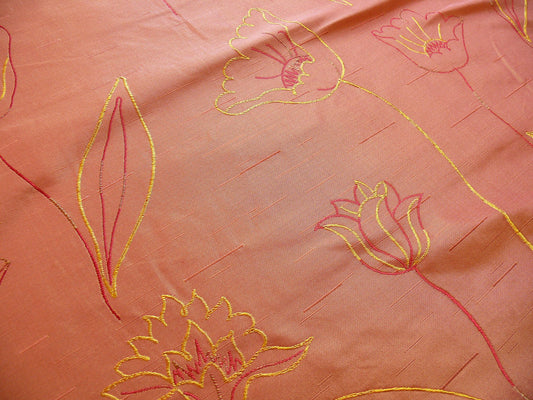 Lampas Tulip Silk - Rust Red