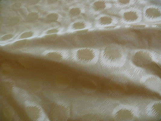 Peacock Feather Circle Jacquard Silk - Ecru White