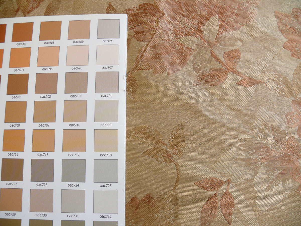 Rm Coco 100% Silk Lampas Autumn Tri-leaf Flower "cinnamon" Brown Gold Beige Pink MSRP USD 199.90/y