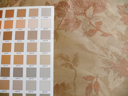 Rm Coco 100% Silk Lampas Autumn Tri-leaf Flower "cinnamon" Brown Gold Beige Pink MSRP USD 199.90/y