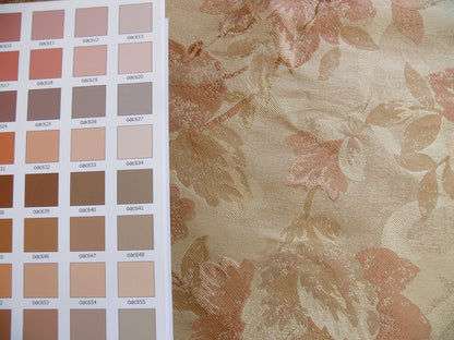 Rm Coco 100% Silk Lampas Autumn Tri-leaf Flower "cinnamon" Brown Gold Beige Pink MSRP USD 199.90/y