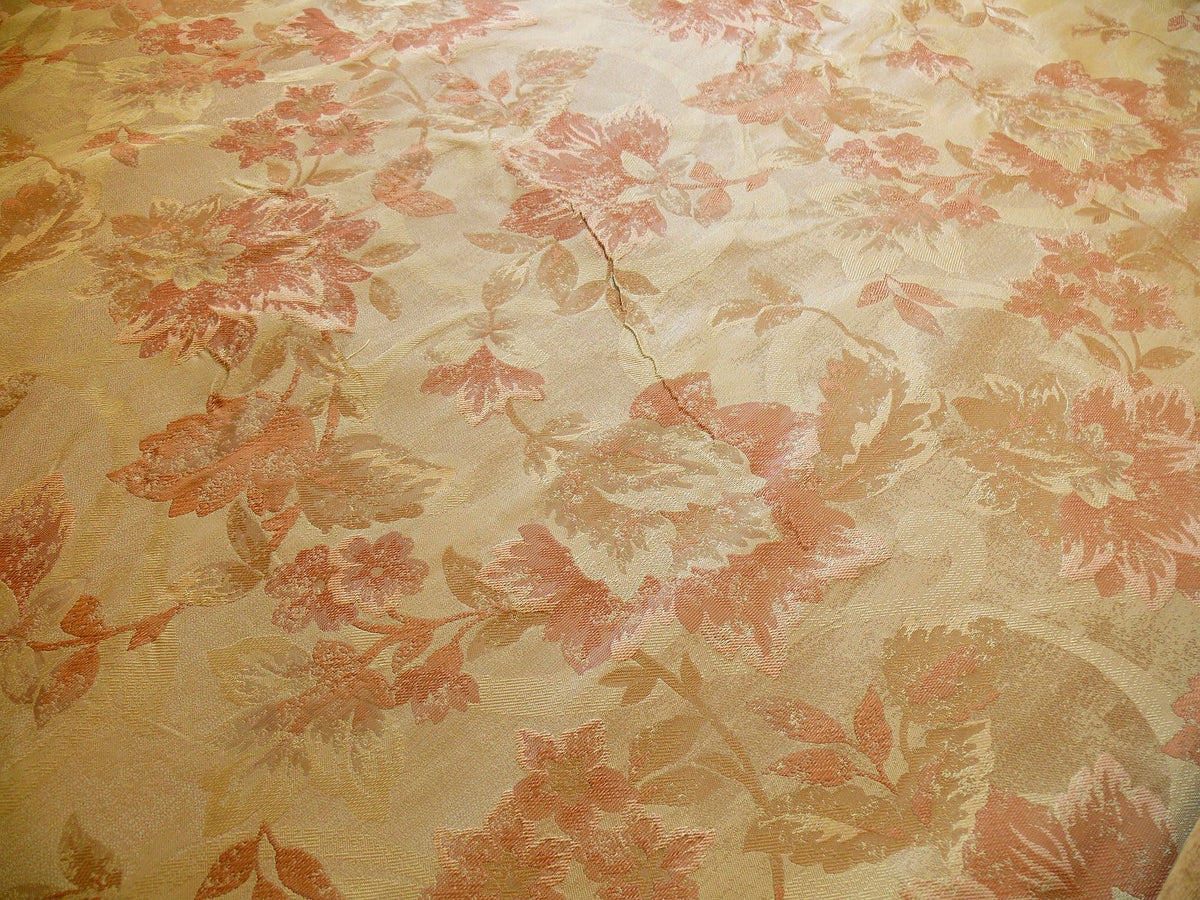 Rm Coco 100% Silk Lampas Autumn Tri-leaf Flower "cinnamon" Brown Gold Beige Pink MSRP USD 199.90/y