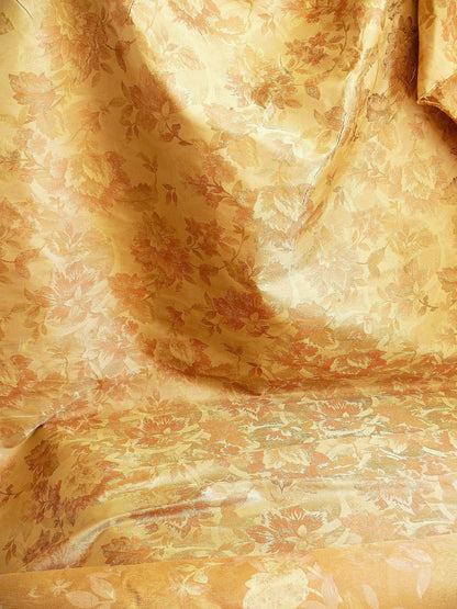 Rm Coco 100% Silk Lampas Autumn Tri-leaf Flower "cinnamon" Brown Gold Beige Pink MSRP USD 199.90/y