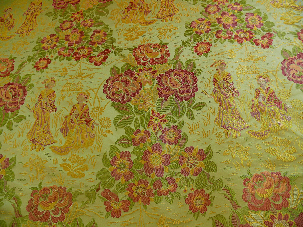 Madame Butterfly Flora Silk Lampas - Green