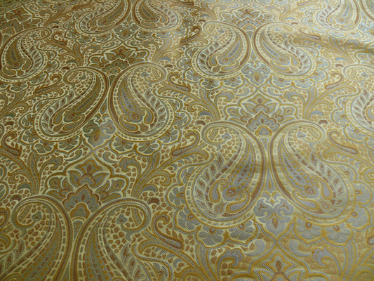 Goldspun Jewelled Paisley Silk - Gold Blue Brown