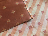 100% Silk Lampas Diamond Dot "redwood" Red Maroon Pink Khaki  Stripe Reversible