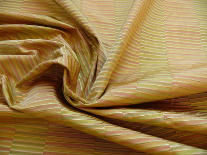100% Silk Jacquard Piano Key Texture "carnival" Gold Green Pink Copper