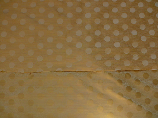 B. Berger Duralee 100% Silk Damask Polka Dot "mazola" Ecru Gold Reversible Strie and Satin Mid-Century MSRP USD 250/Y