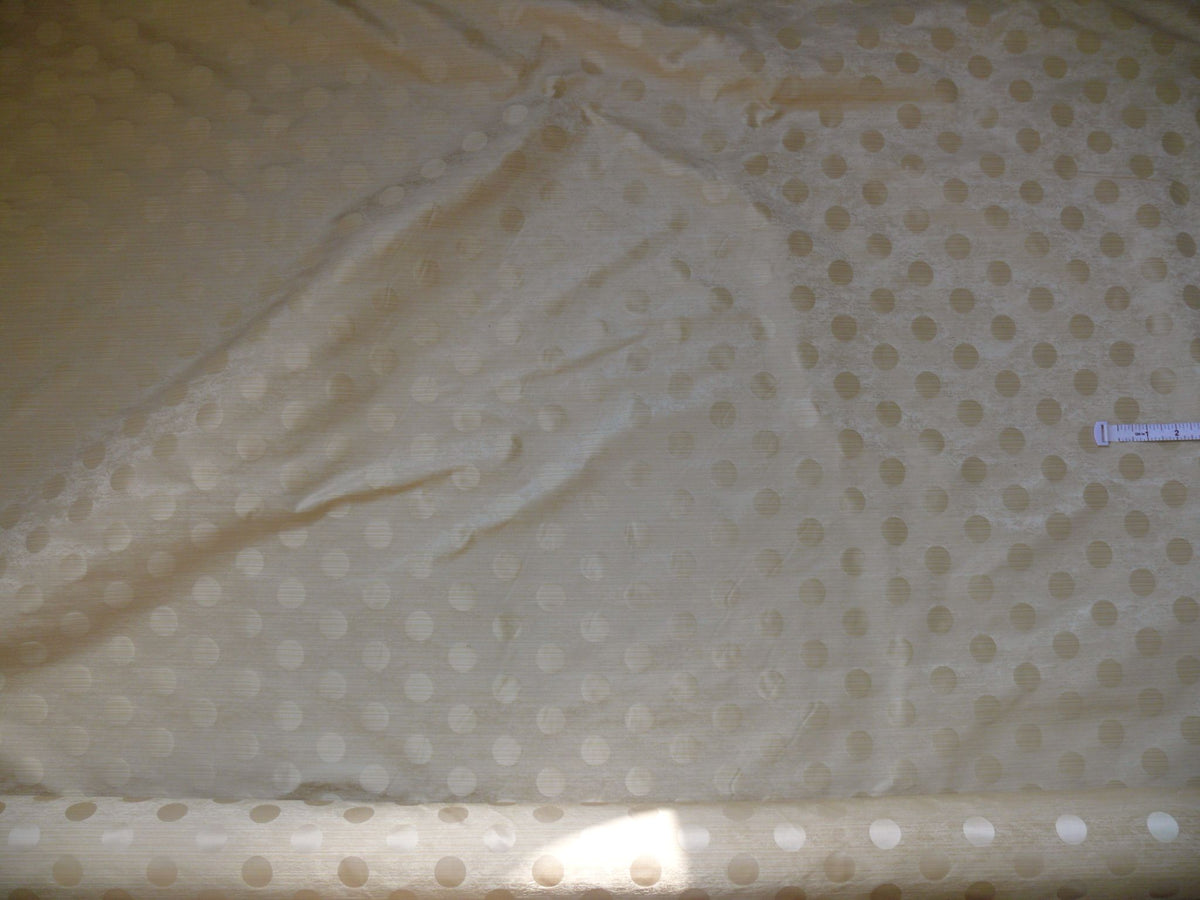 B. Berger Duralee 100% Silk Damask Polka Dot "white Gold" Ecru Reversible Strie and Satin Mid-Century