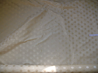 B. Berger Duralee 100% Silk Damask Polka Dot "white Gold" Ecru Reversible Strie and Satin Mid-Century