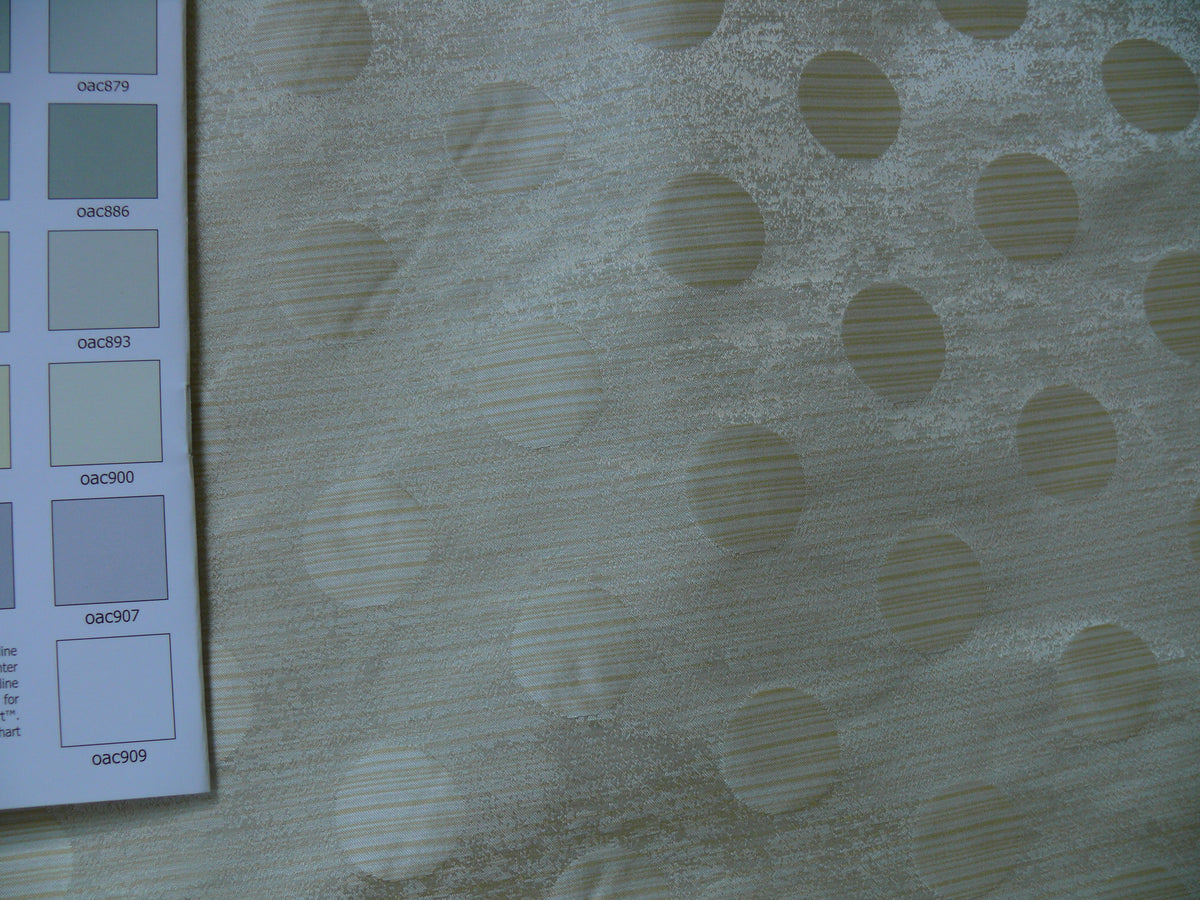 B. Berger Duralee 100% Silk Damask Polka Dot "white Gold" Ecru Reversible Strie and Satin Mid-Century