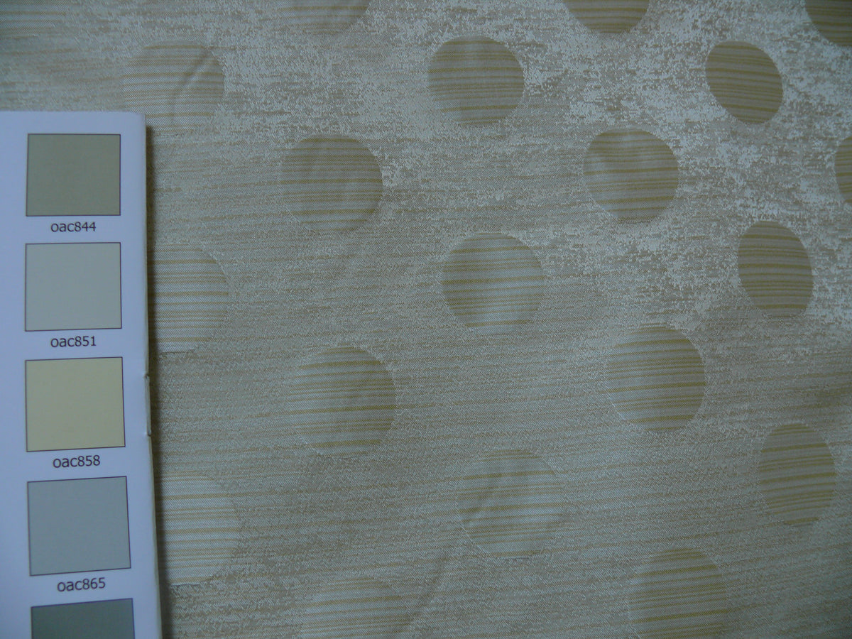 B. Berger Duralee 100% Silk Damask Polka Dot "white Gold" Ecru Reversible Strie and Satin Mid-Century