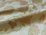 100% Silk Lampas Large Peony Paisley "dusk" Blue Beige Brown