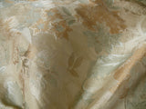 Rm Coco 100% Silk Lampas Autumn Tri-leaf Flower "Aspen" Beige Brown Blue Green MSRP USD199.90/y