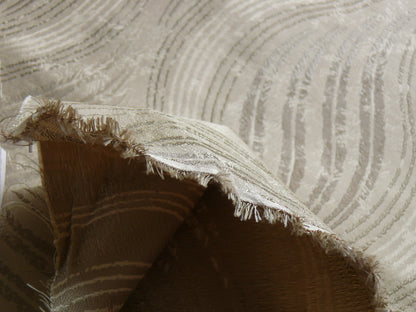 by yard 100% Silk Lampas Curvy Modern River "silver" Gold White Art Nouveau