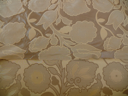 Art Deco Flower Vine Silk Lampas - Tawny Tan