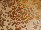 100% Silk Lampas Palampore Ikat Tree Of Life Pomegranate and Figs "toffee Twist" Gold Mocha Reversible