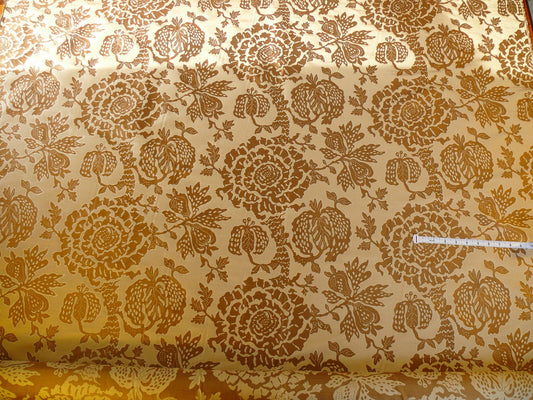 100% Silk Lampas Palampore Ikat Tree Of Life Pomegranate and Figs "toffee Twist" Gold Mocha Reversible