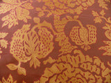 100% Silk Lampas Papercut Tree Of Life Pomegranate "bokara" Red Gold Beige