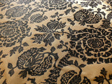100% Silk Lampas Papercut Tree Of Life Pomegranate "caviar" Black Beige