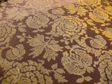 100% Silk Lampas Papercut Tree Of Life Pomegranate "viola" Violet Brown